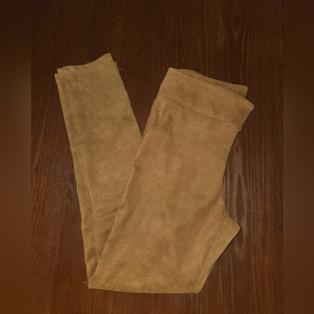 Easel Los Angeles Tan Camel Suede Moto Leggings Size Large